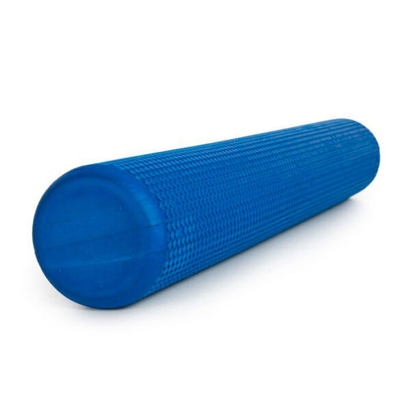 Foam roller blue on white background