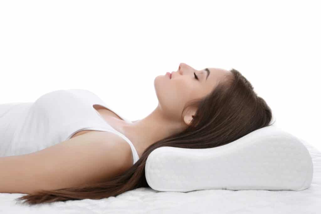 Woman-back-sleeping-on-best-pillow-for-neck-pain