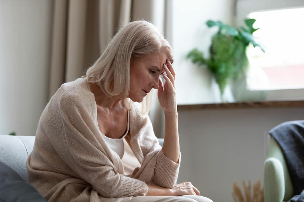 depressed middle aged mature woman