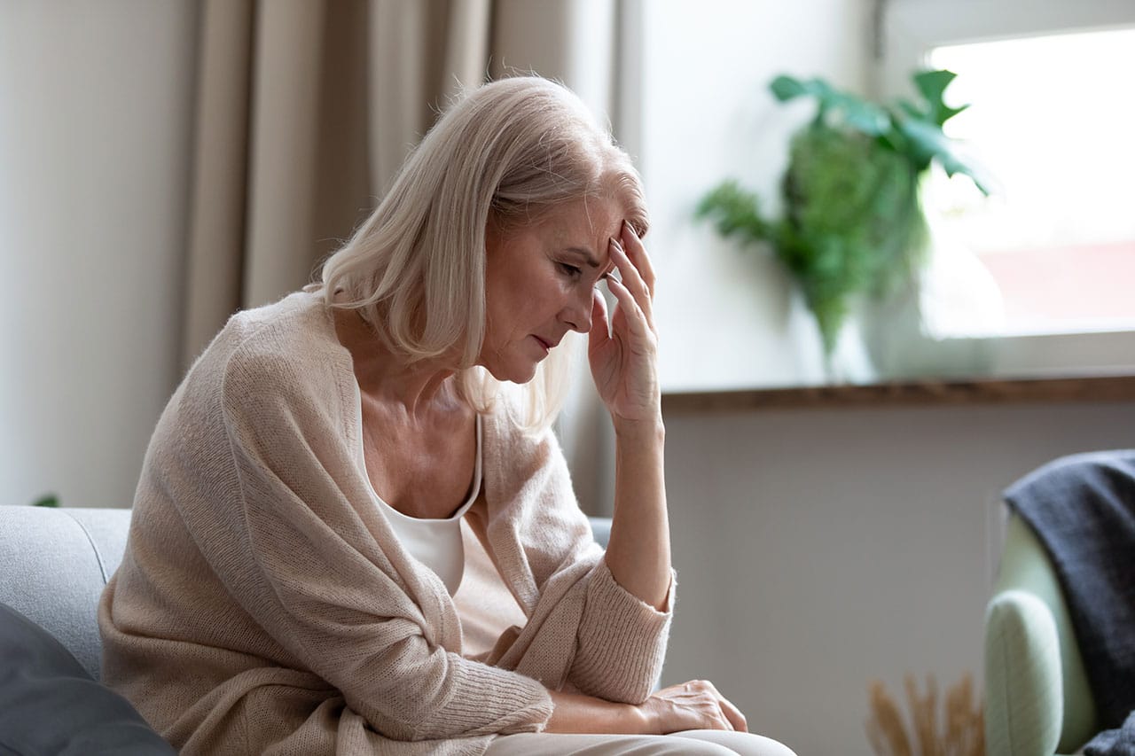 depressed middle aged mature woman